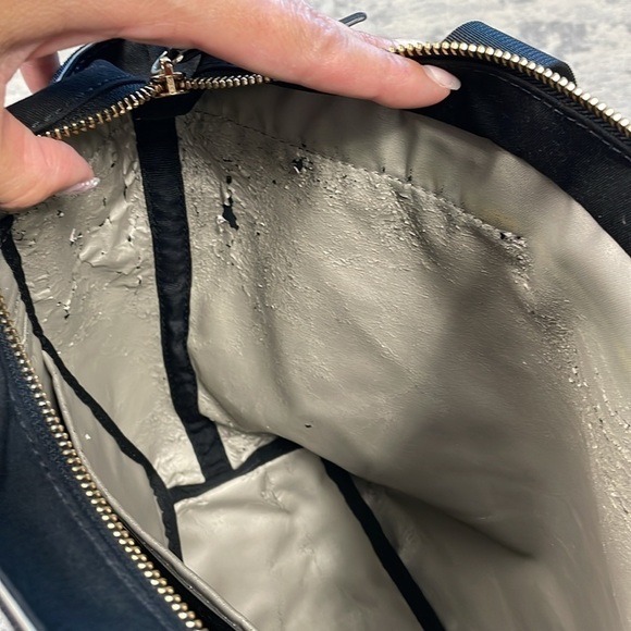 Kate Spade Barrow Street Tote Bag Bow Accent Zip Top Black White Classic - Picture 15 of 17